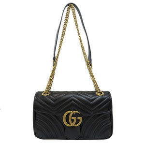 Gucci GG Marmont Quilted Small Shoulder Bag Leather Ladies Black
